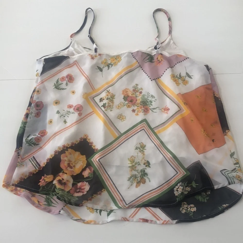 NY&C spaghetti strap floral & flowy top with inside camisole adjustable straps